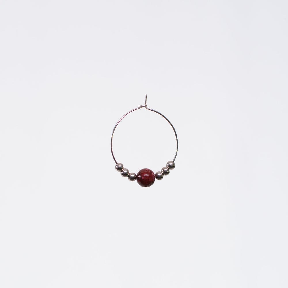 Boucle Oreille Grenat Casssiopée - Acier Inoxydable Argent