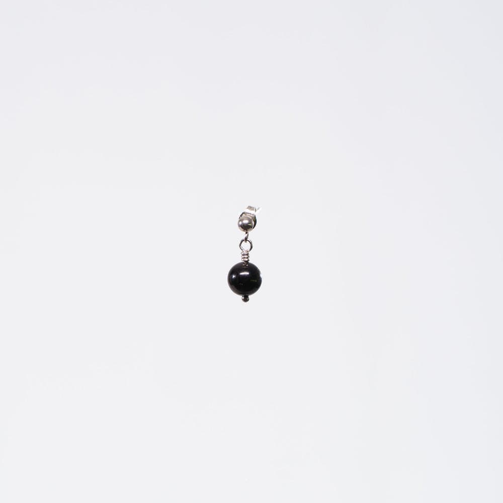Boucle Oreille tourmaline Noir Tara - Acier Inoxydable Argent