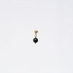 Boucle Oreille Tourmaline Noir Tara - Acier Inoxydable Or