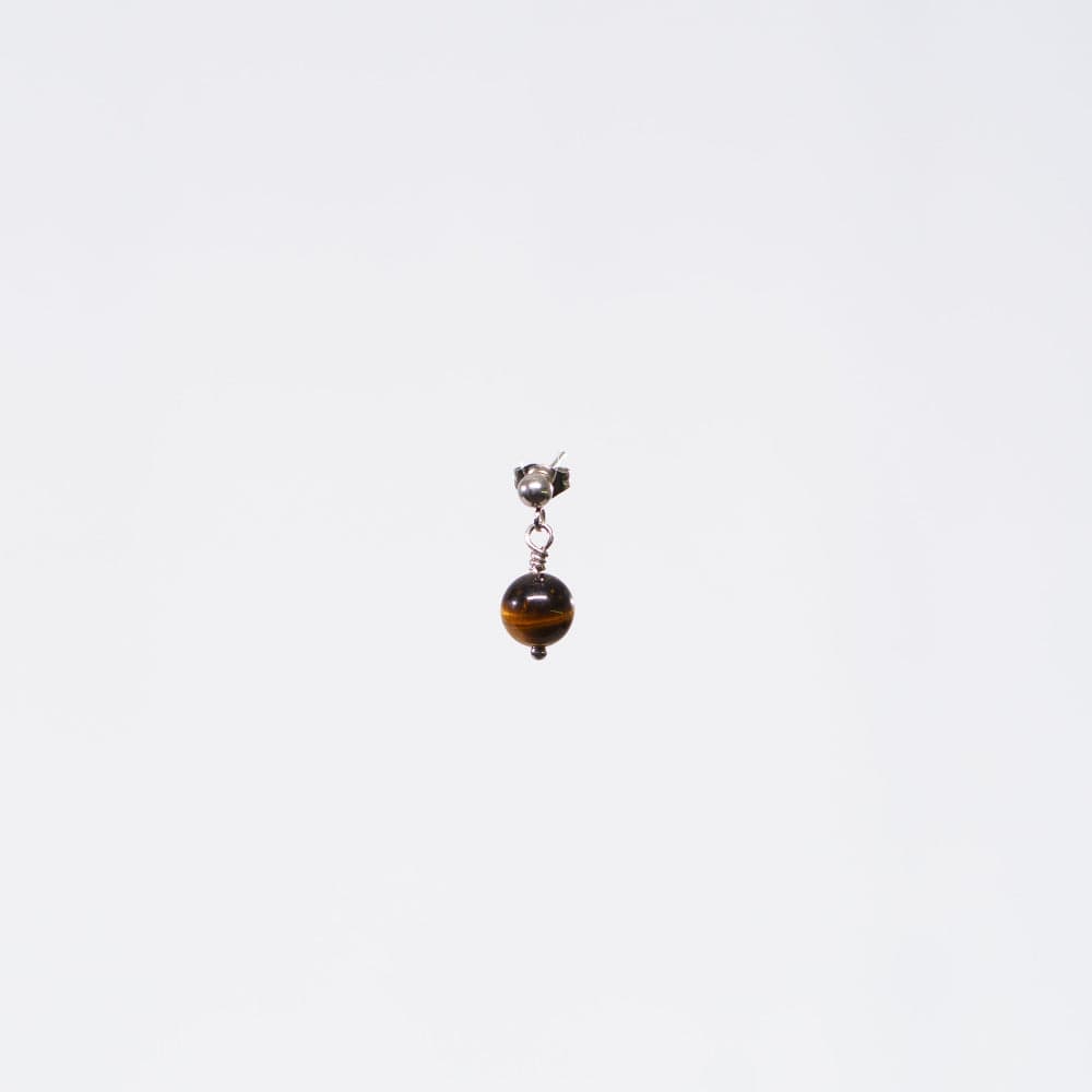 Boucle Oreille Œil de Tigre Tara - Acier Inoxydable Argent