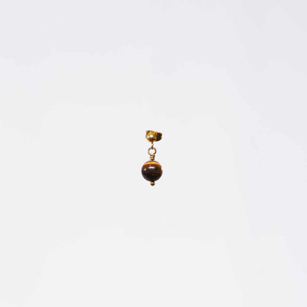 Boucle Oreille Œil de Tigre Tara - Acier Inoxydable Or