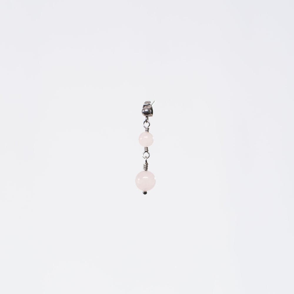 Boucle Oreille Quartz Rose Hespéris - Acier Inoxydable Argent