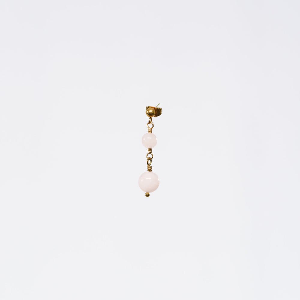 Boucle Oreille Quartz Rose Hespéris - Acier Inoxydable Or