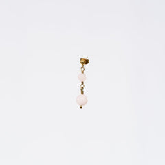 Boucle Oreille Quartz Rose Hespéris - Acier Inoxydable Or