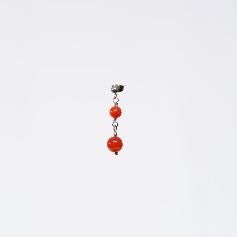 Boucle Oreille Cornaline Hespéris - Acier Inoxydable Argent