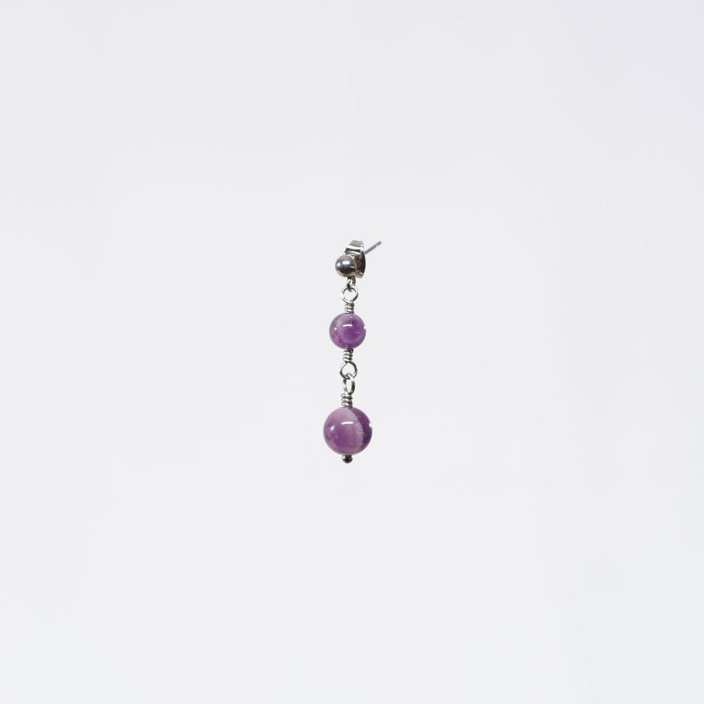 Boucle Oreille Améthyste Hespéris - Acier Inoxydable Argent